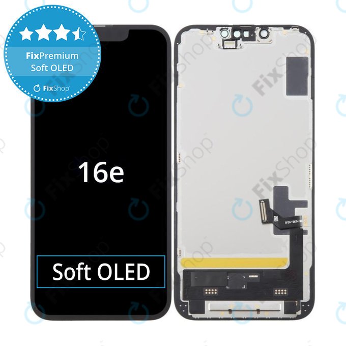 Дисплей Soft OLED за iPhone 16e, 17e, Тъчскрийн с рамка, FixPremium