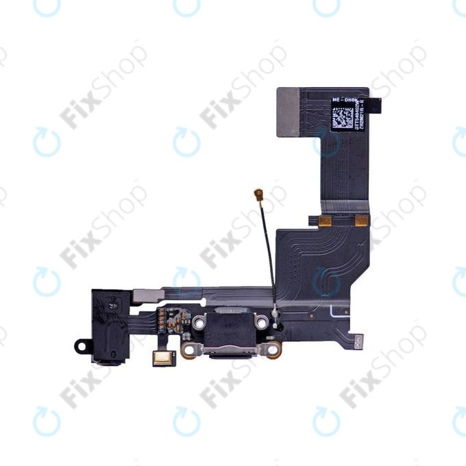 Конектор за зареждане с микрофон и жак конектор PCB за iPhone 5S, черен, Black