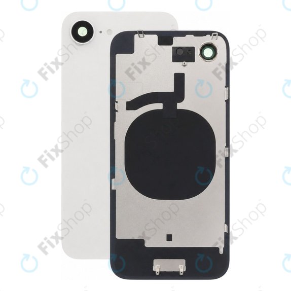Задно стъкло на корпус + стъкло на камера + метална пластина за iPhone 16e, White