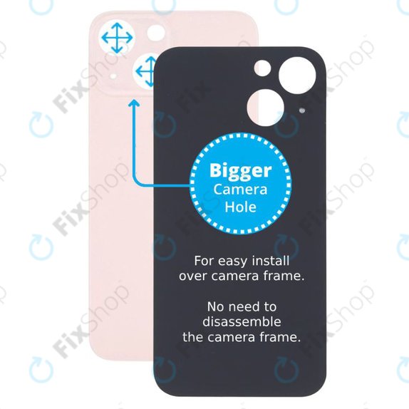задния капак с голям отвор за камера за iPhone 13 Mini, Розово, Pink