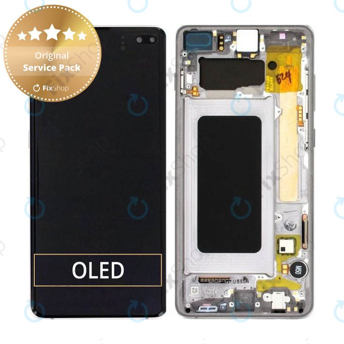 дисплей за Samsung S10 Plus G975F, GH82-18849A, GH82-18857A, GH82-18834A, Тъчскрийн и рамка, Prism Black, Genuine Service Pack