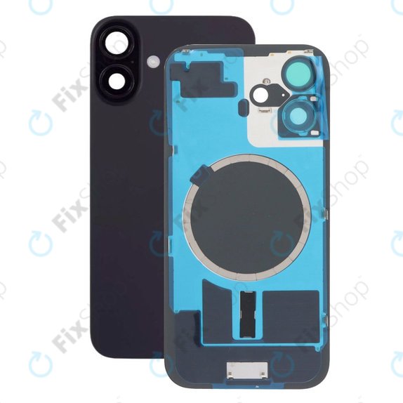 Задно стъкло на корпус + стъкло на камера + метална пластина + MagSafe магнит за iPhone 16 Plus, Black