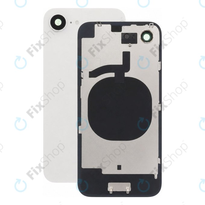 Задно стъкло на корпус + стъкло на камера + метална пластина за iPhone 16e, White
