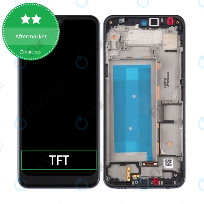 дисплей за LG Q60 X525, Тъчскрийн и рамка, син, Blue, Single Sim, TFT
