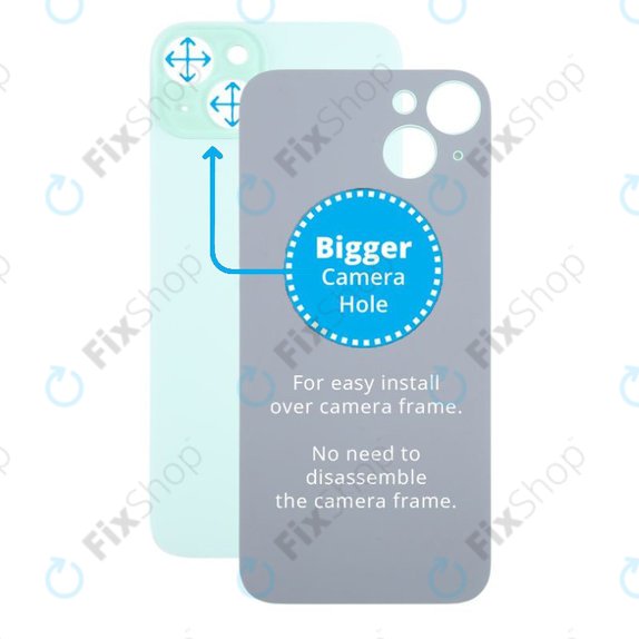 задния капак с голям отвор за камера за iPhone 15 Plus, зелен, Green