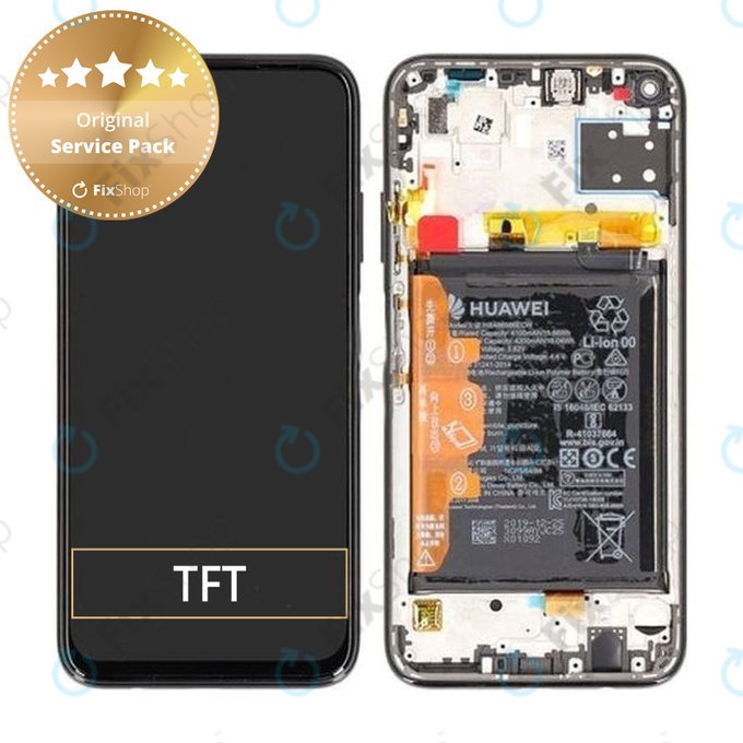 дисплей за Huawei P40 lite, Тъчскрийн и рамка с батерия, 02353KFV, Breathing Crystal, Genuine Service Pack