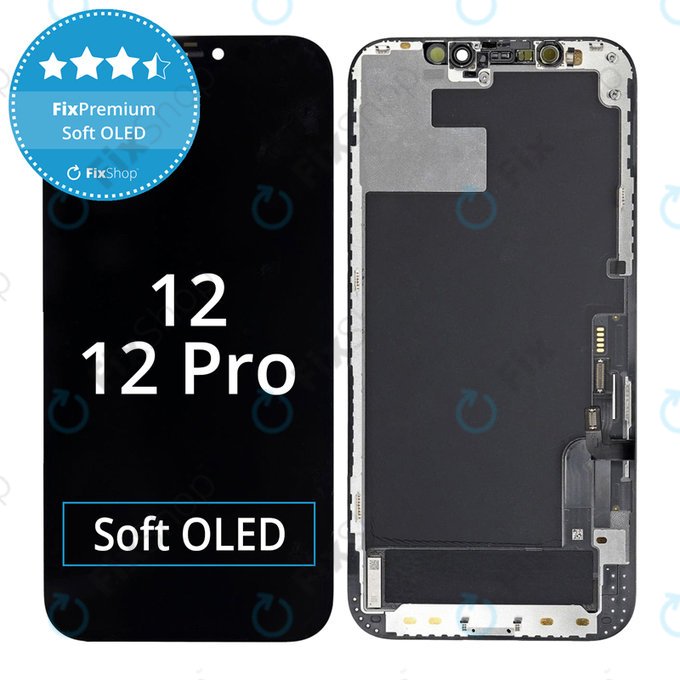 Дисплей Soft OLED за iPhone 12, 12 Pro, Тъчскрийн с рамка, FixPremium