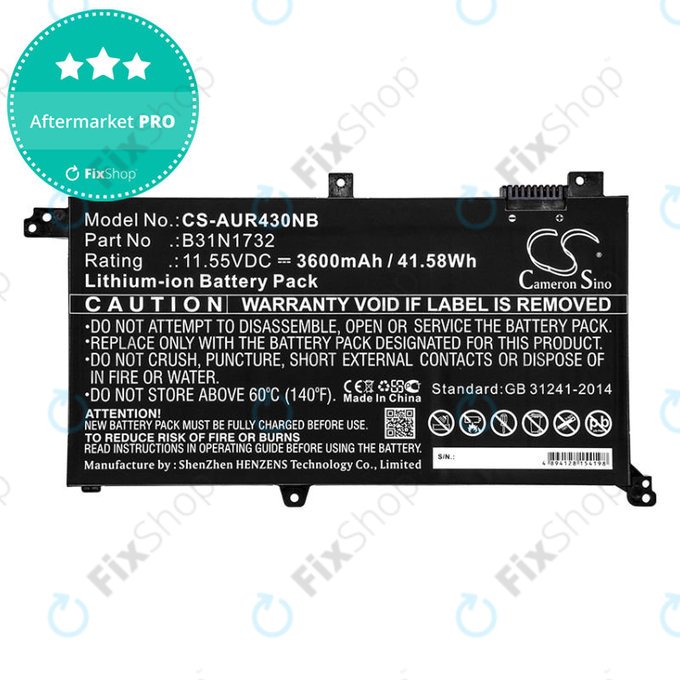 Батерия за Asus VivoBook S14, S430FA, 3600mAh, Li-Ion, 11.55V, B31N1732, HQ
