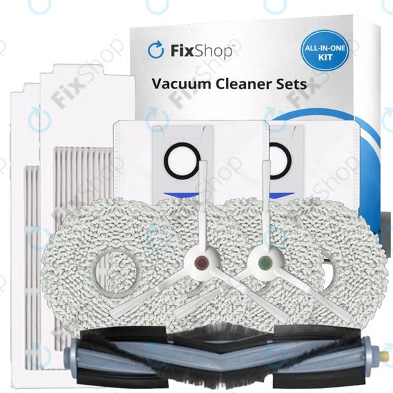 Комплект резервни части за Ecovacs T20, T20 Max, T20 Pro (1x Основна четка, 2x Филтър, 2x Странична четка – бяла, 4x Моп кърпа, 2x Торба за прах)