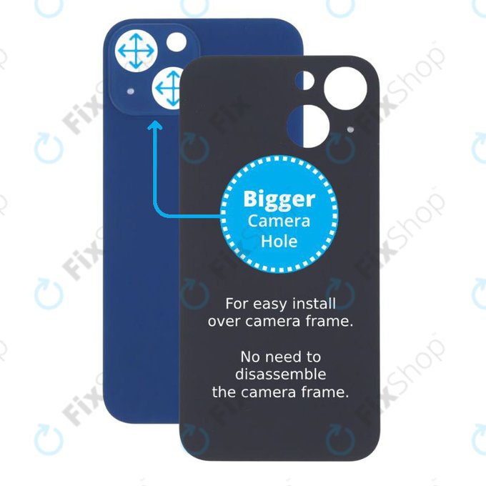 задния капак с голям отвор за камера за iPhone 13 Mini, син, Blue