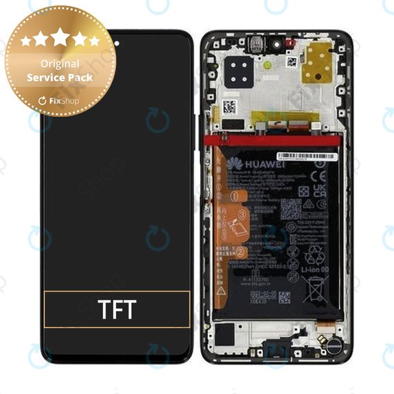 дисплей за Huawei Nova 9 SE JLN-LX1 JLN-LX3, Тъчскрийн и рамка с батерия, 02354UVY, Midnight Black, Genuine Service Pack