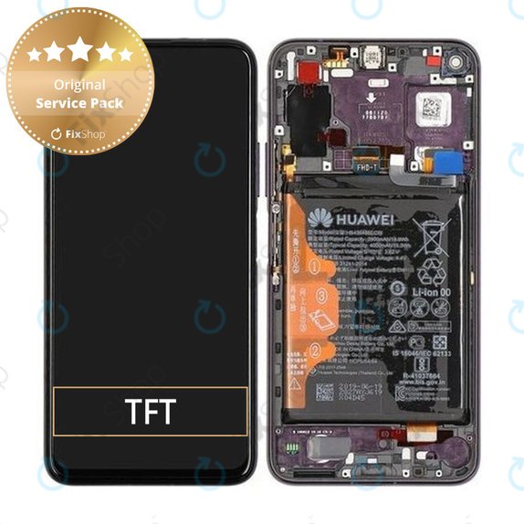 дисплей за Huawei Honor 20 Pro, Тъчскрийн и рамка с батерия, 02352VKJ, лилав, Purple, Genuine Service Pack