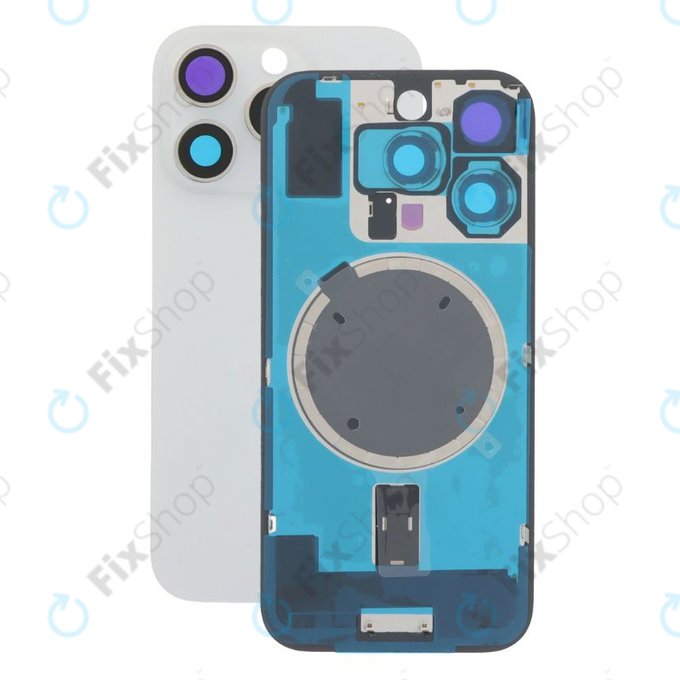 Задно стъкло на корпус + стъкло на камера + метална пластина + MagSafe магнит за iPhone 16 Pro, White Titanium