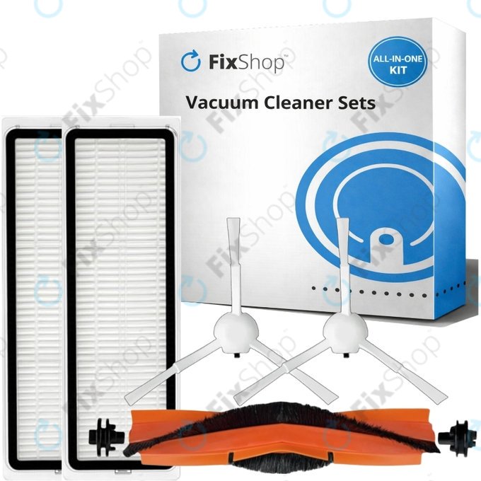 Комплект резервни части за Xiaomi Mi Robot Vacuum S20+, S10+, X20+, X10+ (1x Основна четка, 2x Филтър, 2x Странична четка – бяла)