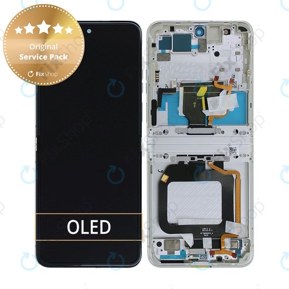 дисплей за Motorola Razr 40, Тъчскрийн и рамка, 5D68C22835, Vanilla Cream, Genuine Service Pack
