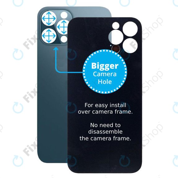 задния капак с голям отвор за камера за iPhone 12 Pro Max, син, Blue