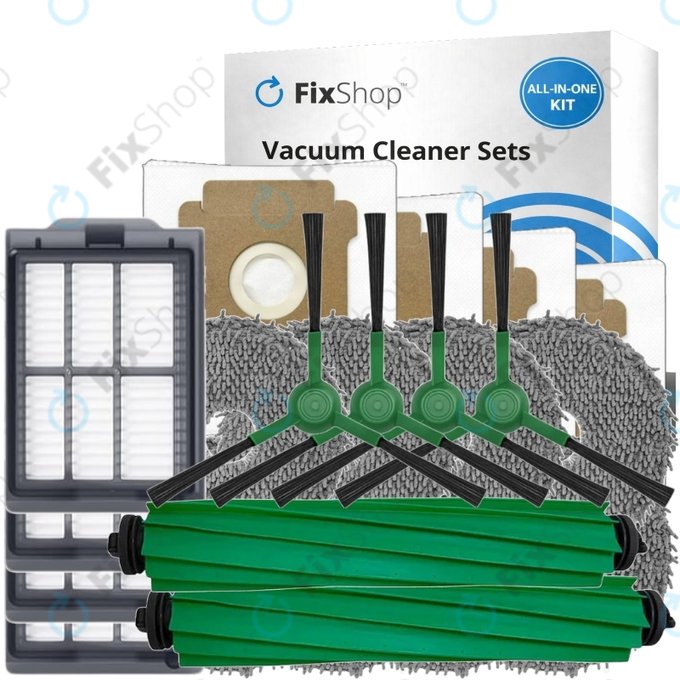 Комплект резервни части за iRobot Roomba Plus 405 Combo, 505 Combo (2x Основна четка, 4x Филтър, 4x Странична четка, 8x Моп кърпа, 4x Торба за прах)
