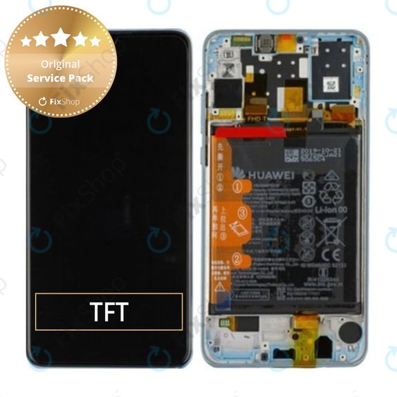 дисплей за Huawei P30 Lite 2020, Тъчскрийн и рамка с батерия, 02353FQK, 02352VBG, Breathing Crystal, Genuine Service Pack