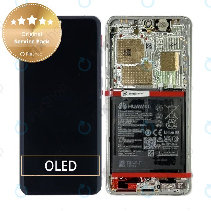 Дисплей с тъчскрийн, рамка и батерия за Huawei P60 Pro, 02355MUT, Genuine Service Pack