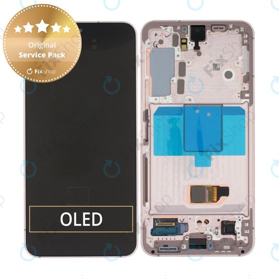 дисплей за Samsung S22 S901B, Тъчскрийн и рамка, GH82-27520D, GH82-27521D, Pink Gold, Genuine Service Pack