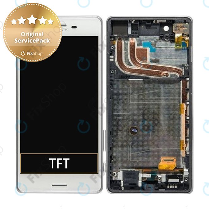 дисплей за Sony Xperia X Performance F8131, F8132, Тъчскрийн и рамка, бял, White, 1302-3675, Genuine Service Pack