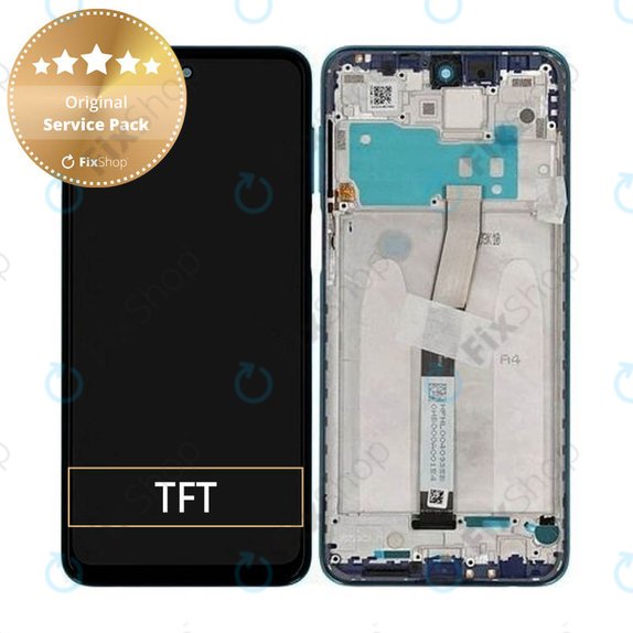 дисплей за Xiaomi Redmi Note 9 Pro, Тъчскрийн и рамка, 560005J6B200, Aurora Blue, Genuine Service Pack