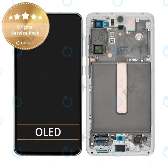 дисплей за Samsung S21 FE G990B, Тъчскрийн и рамка, GH82-26414B, GH82-26420B, GH82-26590B, White, Genuine Service Pack