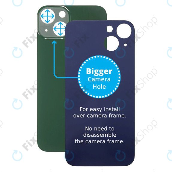 задния капак с голям отвор за камера за iPhone 13, зелен, Green