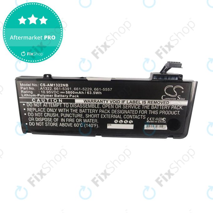 батерия за MacBook Pro 13" A1278 (средата на 2009 – средата на 2012), A1322, 5800mAh, HQ