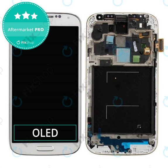 дисплей OLED за Samsung S4 i9505, Тъчскрийн и рамка, White Frost