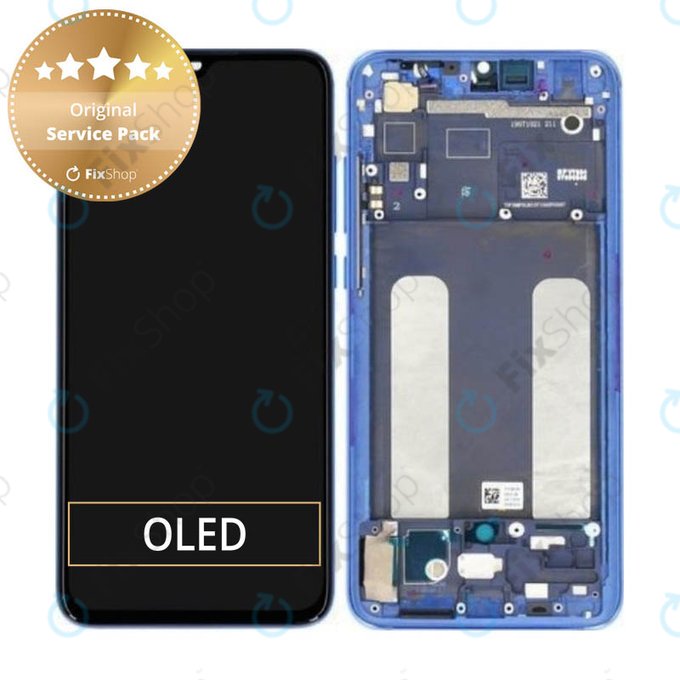 дисплей за Xiaomi Mi 9 Lite, Тъчскрийн и рамка, 561010033033, 5600040F3B00, Aurora Blue, Genuine Service Pack