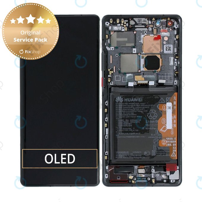 Дисплей с тъчскрийн, рамка и батерия за Huawei Mate 40 Pro NOH-NX9, 02353YMT, черен, Black, Genuine Service Pack