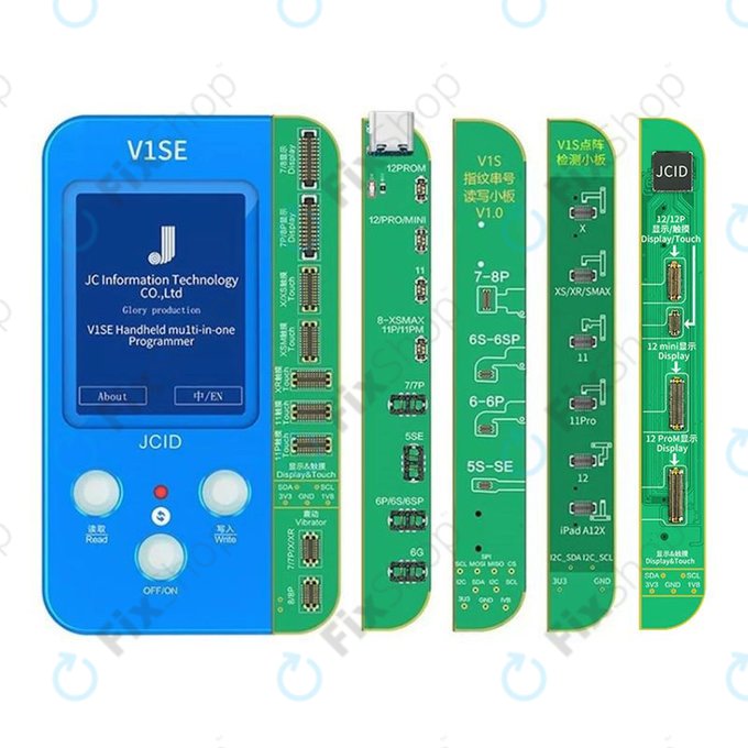 JC V1SE програмист с LCD, батерия, пръстов отпечатък, Face ID и платки от серия 12 (iPhone 7 - 12 Pro Max)