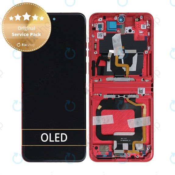 дисплей за Motorola Razr 40 Ultra, Тъчскрийн и рамка, 5D68C22598, Viva Magenta, Genuine Service Pack