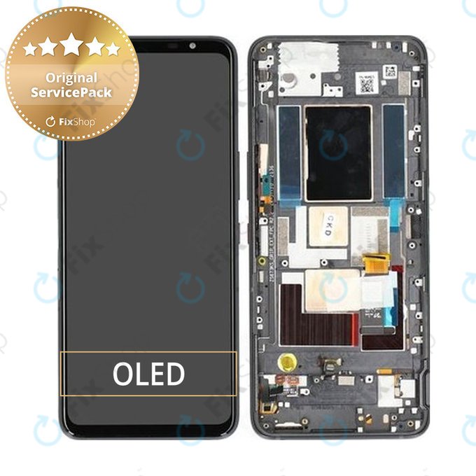 дисплей за Asus ROG Phone 5s, 5s Pro ZS676KS, Тъчскрийн и рамка, 90AI0091-R20020, черен, Black, Genuine Service Pack