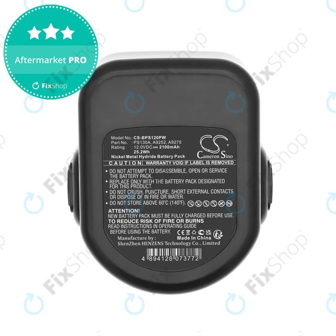 Батерия за Black & Decker Cd1202, 2100mAh, Ni-MH, 12V, PS130A, HQ