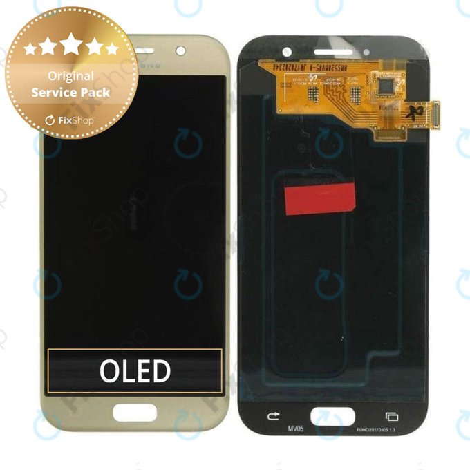 дисплей OLED за Samsung A5 A520F (2017), Тъчскрийн без рамка, GH97-19733B, GH97-20135B, Gold Sand, Genuine Service Pack