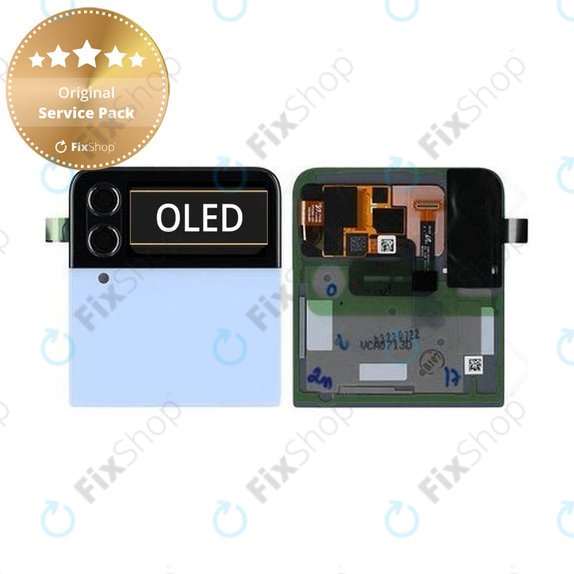 дисплей за Samsung Z Flip 4 F721B, външен, Тъчскрийн и рамка, GH97-27947D, син, Blue, Genuine Service Pack