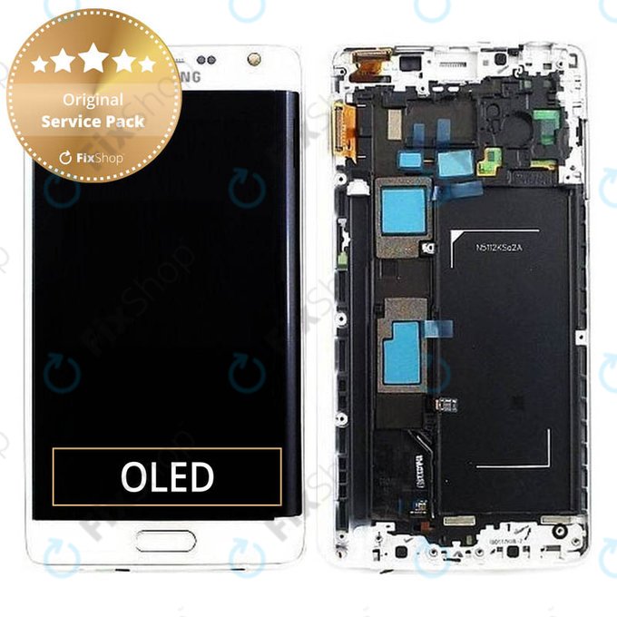 дисплей за Samsung Note Edge N915FY, Тъчскрийн и рамка, бял, White, GH97-16636B, Genuine Service Pack