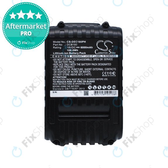 Батерия за Dewalt CL-series, DC-series, 6000mAh, Li-Ion, DCB18x / DCB20x, HQ