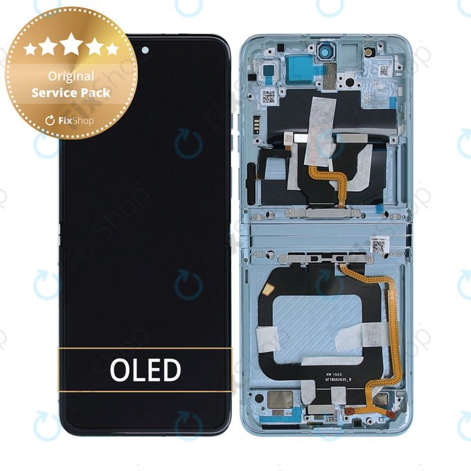 дисплей за Motorola Razr 40 Ultra, Тъчскрийн и рамка, 5D68C22597, Glacier Blue, Genuine Service Pack