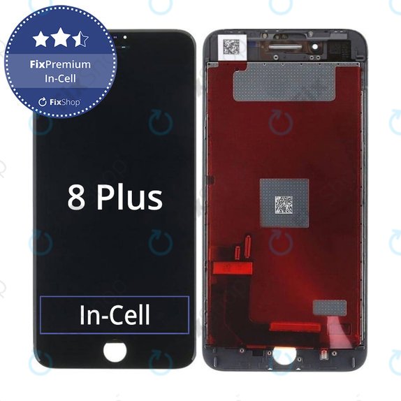 Дисплей In-Cell за iPhone 8 Plus, Black, Тъчскрийн с рамка, FixPremium